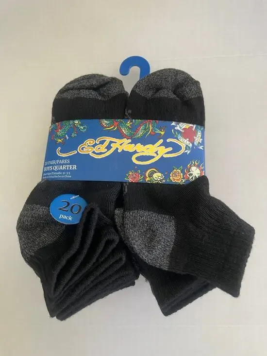 20 PAIR KIDS ED HARDY QUARTER SOCKS SIZE NEW