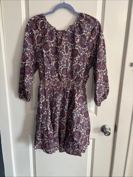 J.Crew Paisley Print Blouse in Cream, Blue and Burgundy