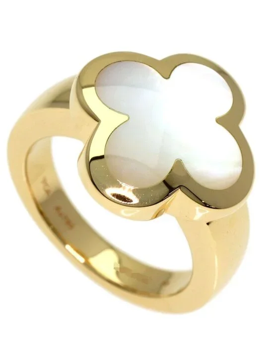 Van Cleef & Arpels Pure Alhambra Shell 50 Ring 18k Yellow Gold