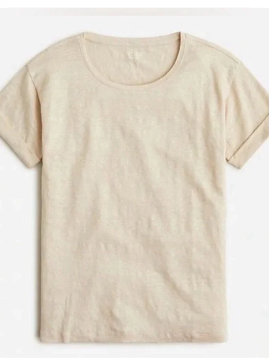 J. Crew 100% Linen Roll-Cuff Crewneck Tee