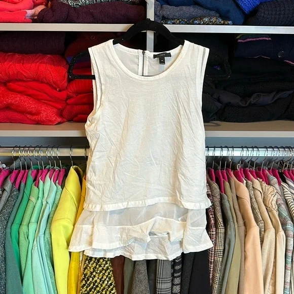 J Crew ivory scoop neck sleeveless layered top size XS​