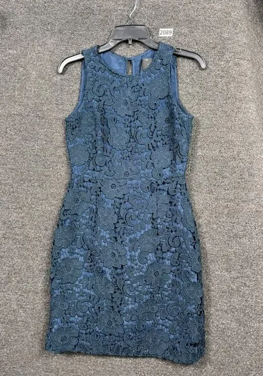 J. Crew Sheath Dress Womens Size 2 Caribbean Blue Lace Sleeveless Style C7152