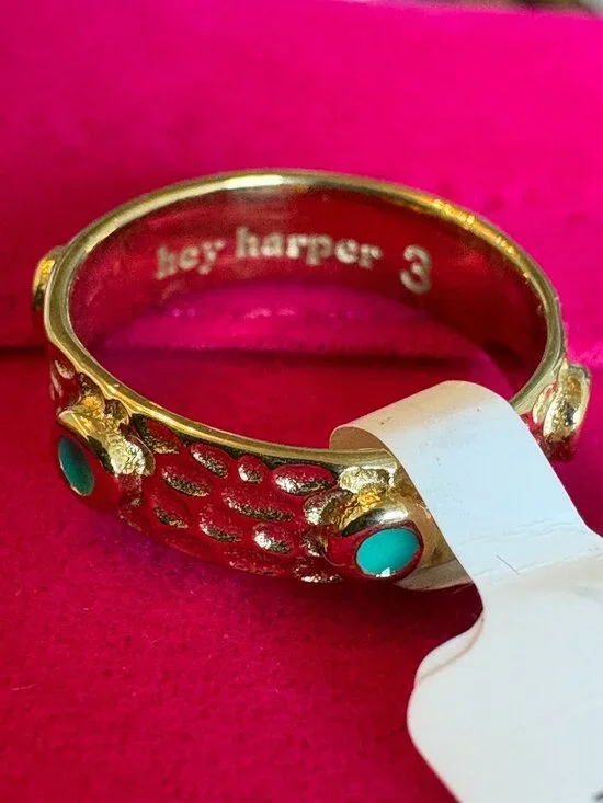 Hey Harper Allira Blue Ring Size 3 NWT Waterproof Gold Pinky Ring