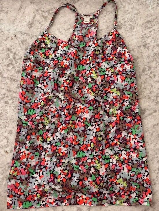 J. Crew Multicolor Floral Print Racerback Tank Size 6