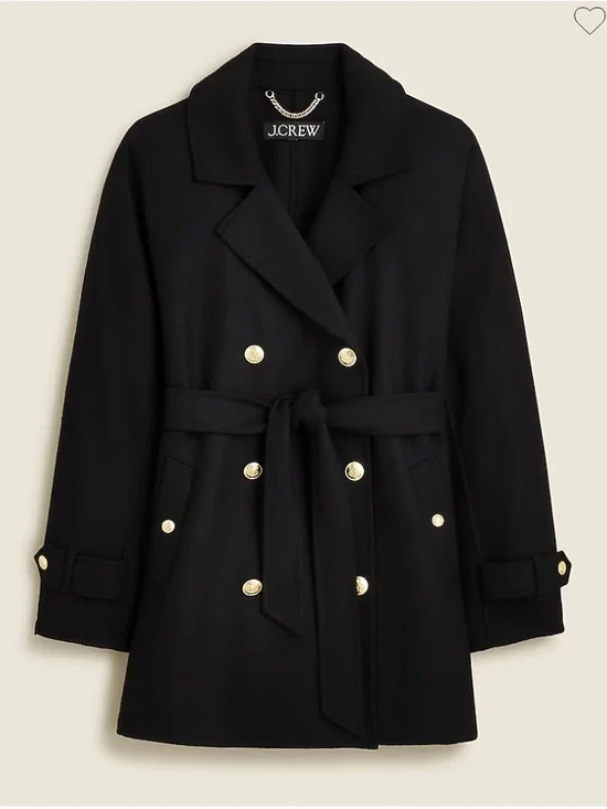 J.Crew Double Faced Wool Trench Coat Black XS CD100 NWOT $368