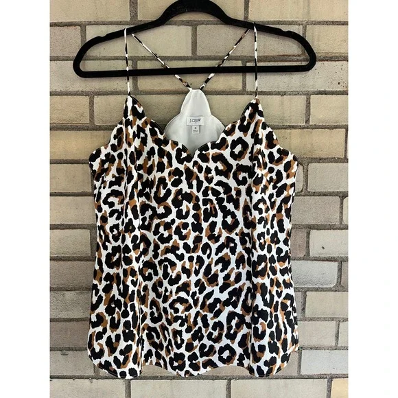 J. Crew Leopard Print Scalloped Racerback Camisole Top Small Size 6
