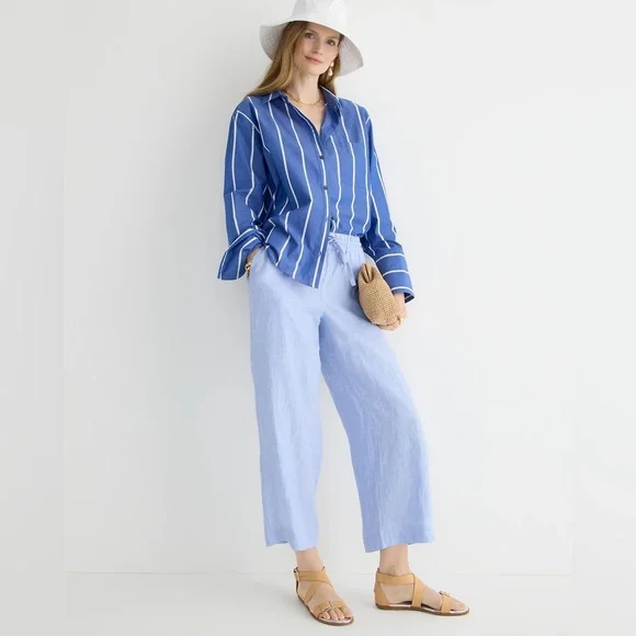 J.Crew Linen wide-leg seaside pant in linen BO810