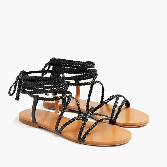 NEW JCrew braided vegan lace up sandals black