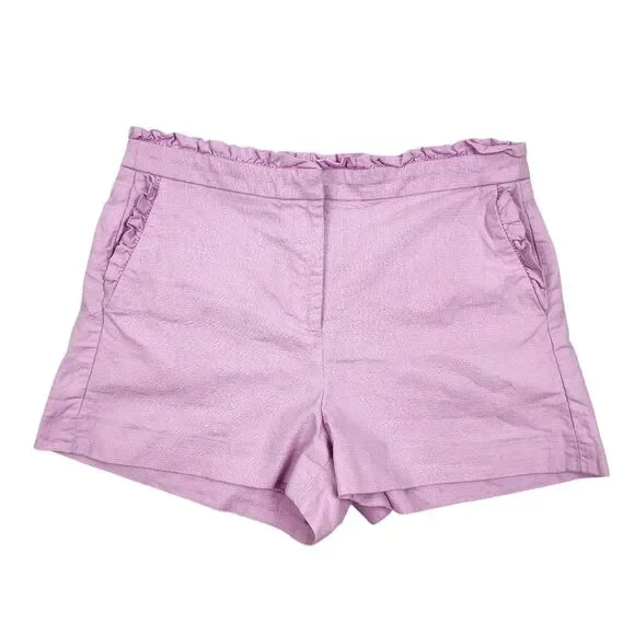J.Crew Lilac Cotton Shorts Ruffle-Trim Accent Size 10