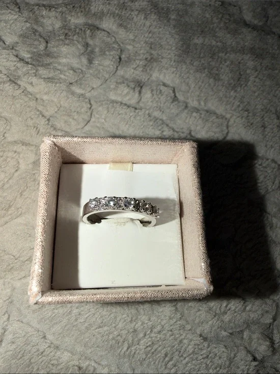 Silver Tone Cubic Zirconia Pavé Band Ring - White