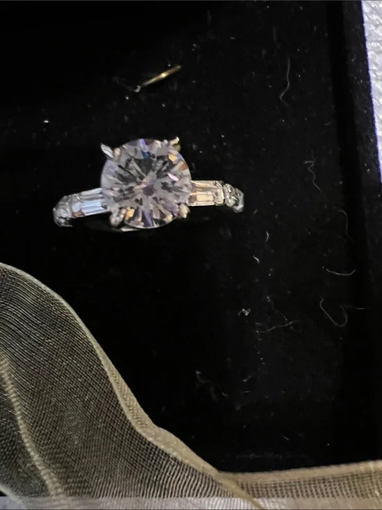 Classic Round-Cut Solitaire Ring with Baguette Accents - Silver