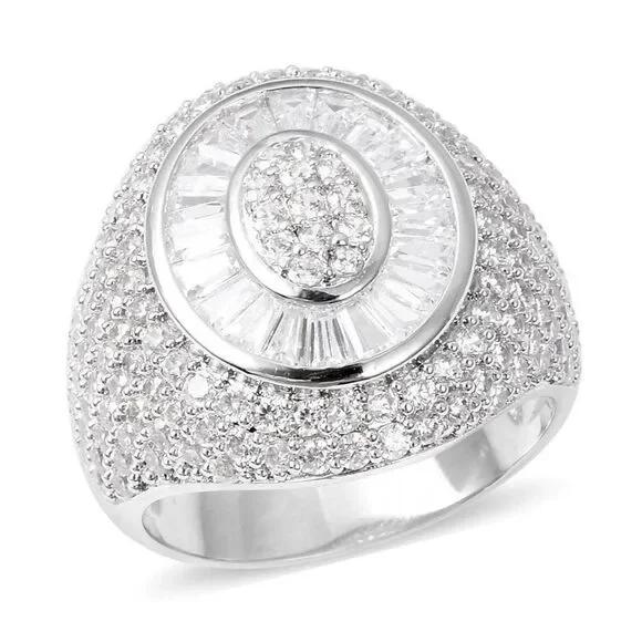 Simulated Diamond Ring in Silvertone Size 7