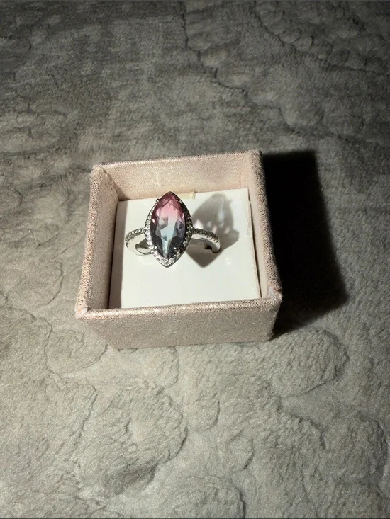 Delicate Marquise Pink-Blue gemstone ring - Women Jewelry