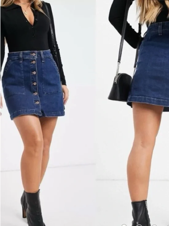 J. Crew Denim Button-Front Denim Mini Skirt