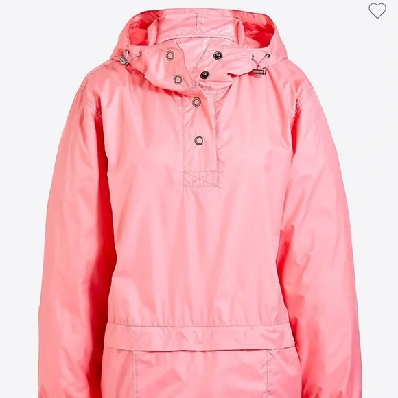 J CREW hooded nylon packable rain pullover windbreaker jacket Size LG/XL pink