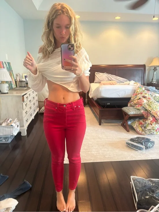 J. Crew Skinny Jeans in Bright Red