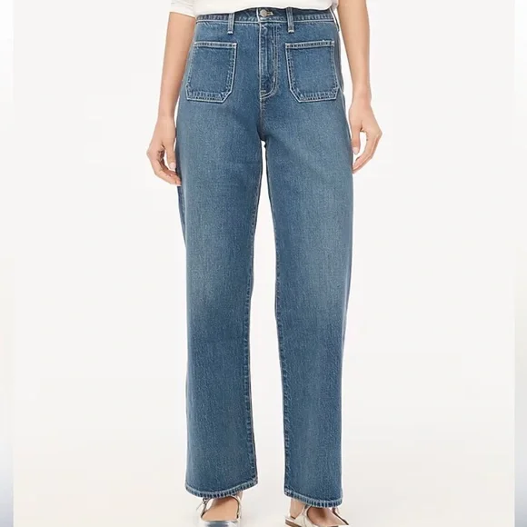 J. Crew Wide Leg Women's Jeans with Front Patch Pockets, size 32T