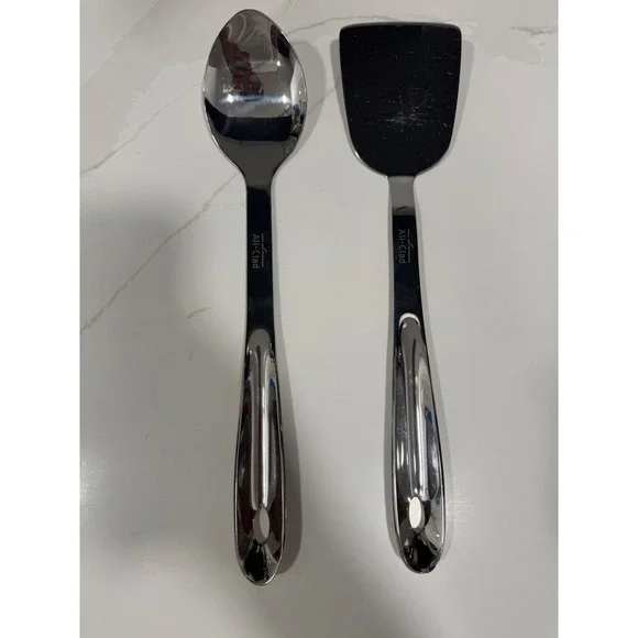 All-Clad Stainless Steel Kitchen Tool Set Basting Spoon and Square Turner 2pc
