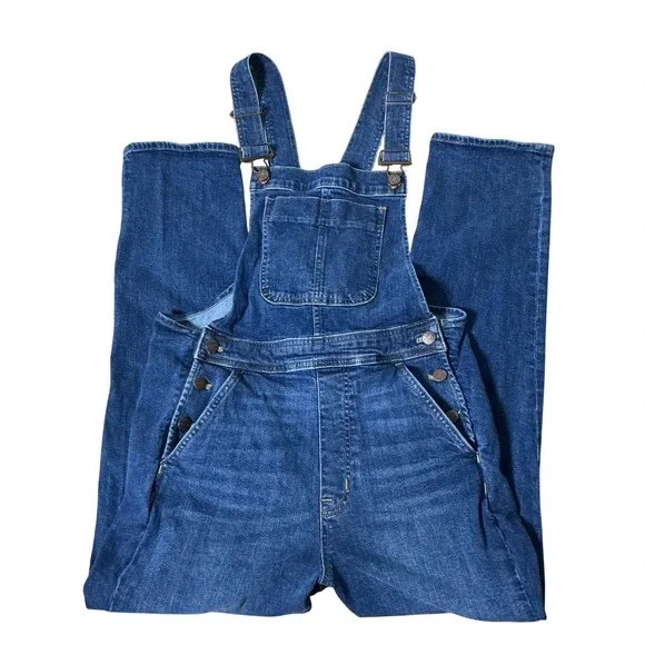 J.Crew ReImagined Cotton Denim Overalls Womens XS Indigo Blue Straight Leg L5444