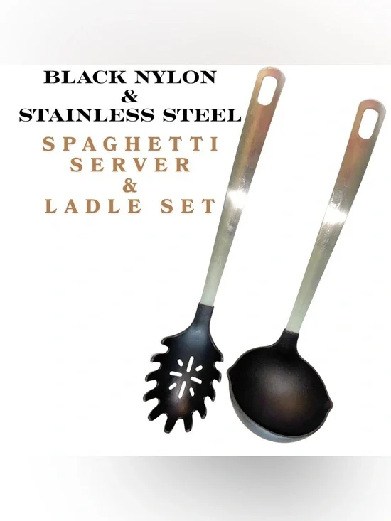Barely Used Black Nylon Spaghetti Server & Ladle Set – Kitchen Must-Have!‎