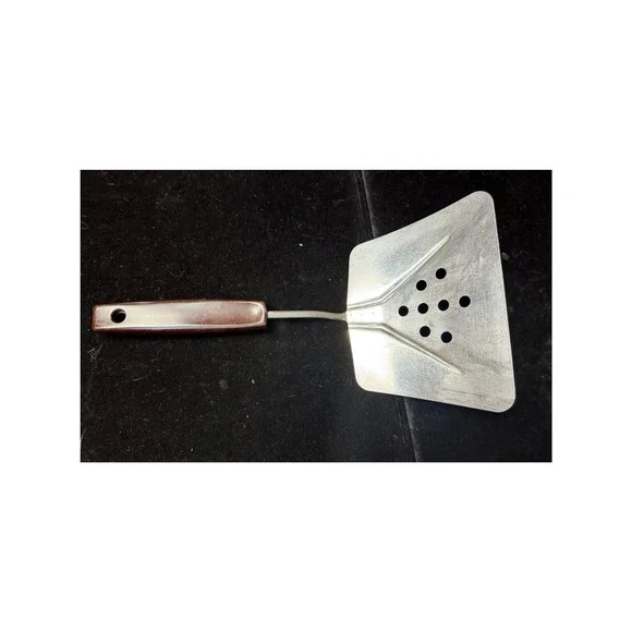 Vintage Stainless Steel Perforated Spatula Brown Bakelite Handle Kitchen Tool