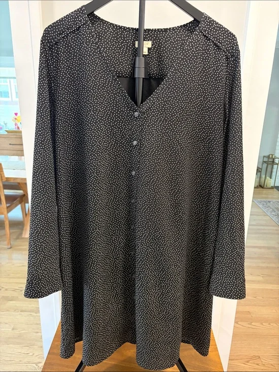 J. Crew Black Tunic with White Polka Dots