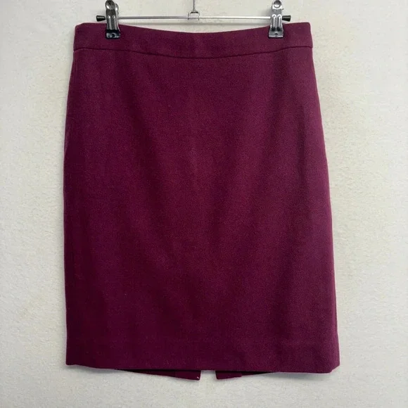 J Crew No.‎ 2 Pencil MIDI Skirt Wool Berry Red 2
