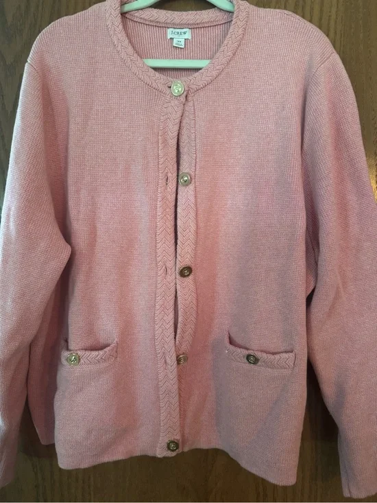 J. Crew Rose Pink Button-Front Knit Cardigan