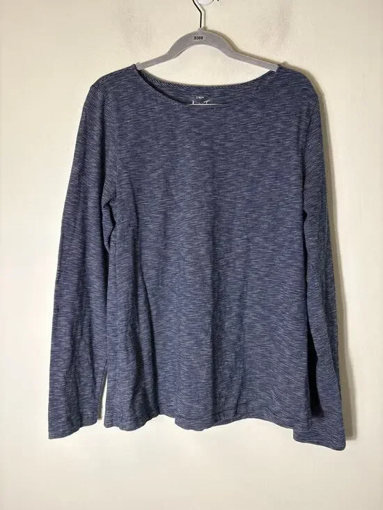 J. Crew Navy and White Stripe Cotton Long Sleeve Tee Sz XL