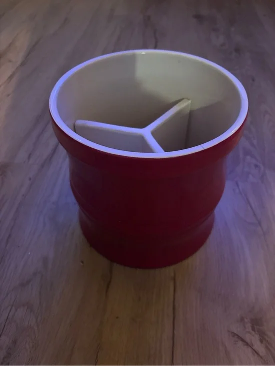 Large Red Utensil Holder with Divider - Chefs