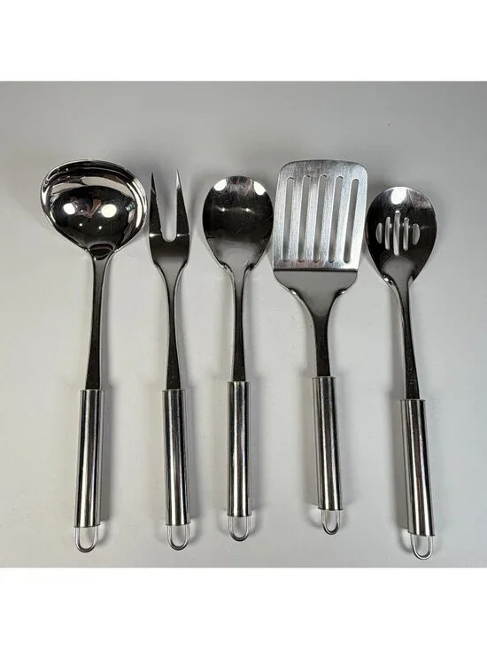 Estia 18/10 Stainless Steel Kitchen Utensil Set of 5 Ladle Spoons Spatula Fork