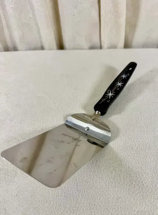 Vintage Ekco Stainless Steel Spatula with Atomic Starburst Black Handle