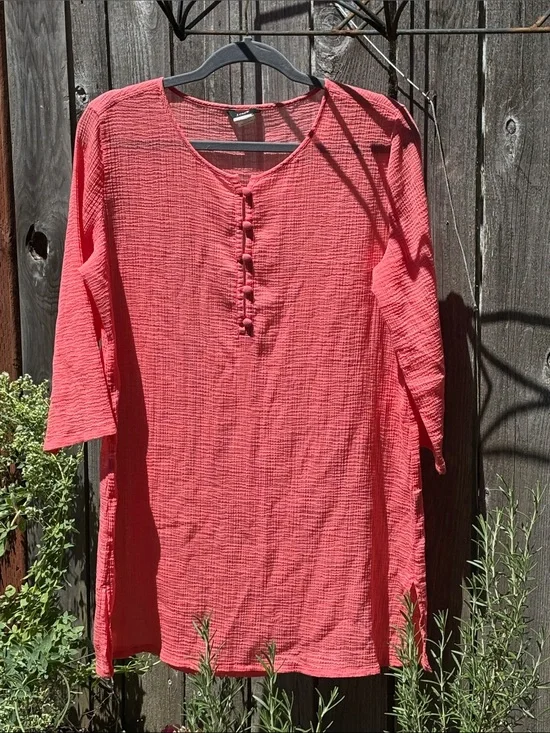 J. Crew Coral Cover Up Tunic Cotton Gauze Size S