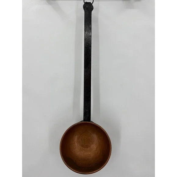 Antique Hand Hammered Copper Ladle Wrought Iron Handle Primitive Farmhouse Decor