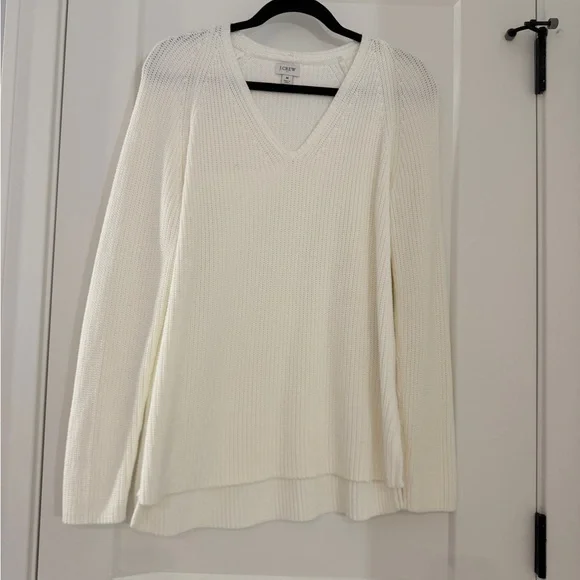 J. Crew Cream V-Neck Knit Sweater
