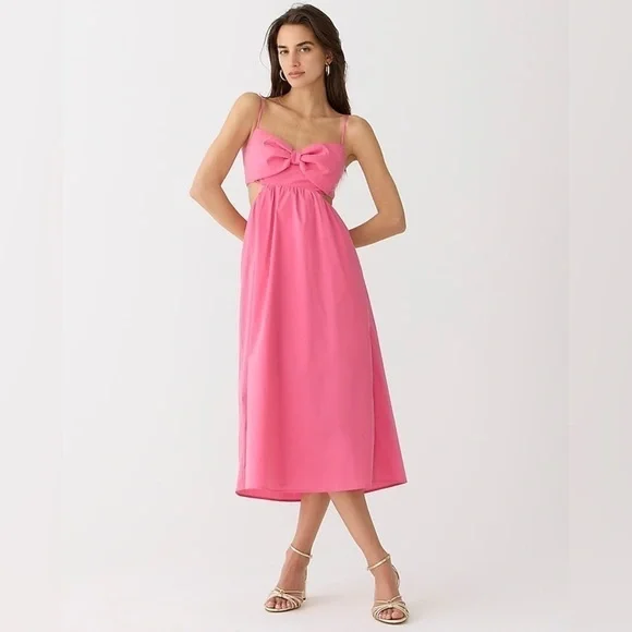 J Crew Collection bow-front cutout midi dress in stretch taffeta Item BR759