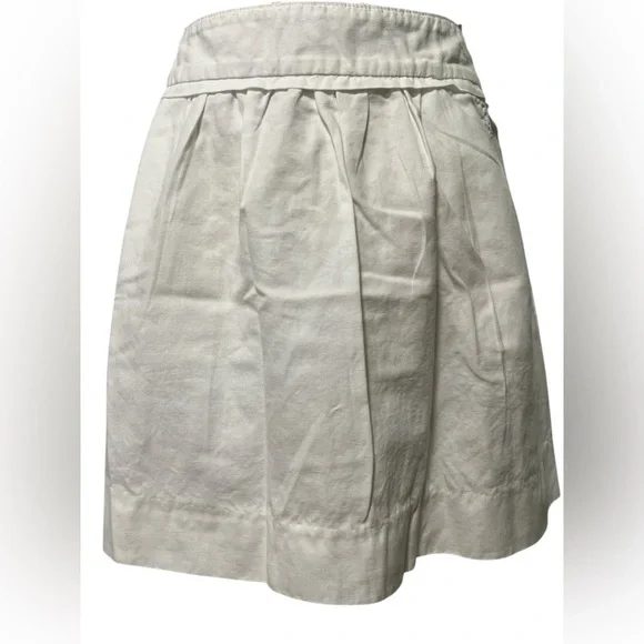 Crew Cotton Linen White/Ivory Front Pockets Zipper Closure Short Skirt Sz/6