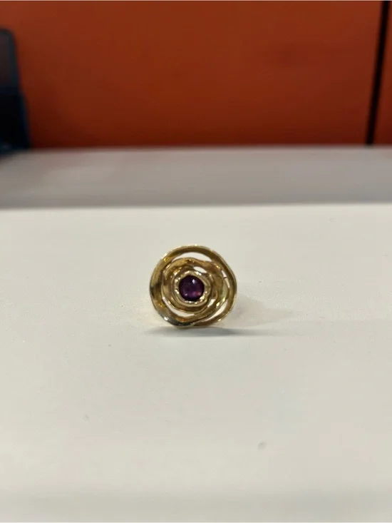 LIRM 925 Vermeil Brutalist Amethyst ring size 6.5