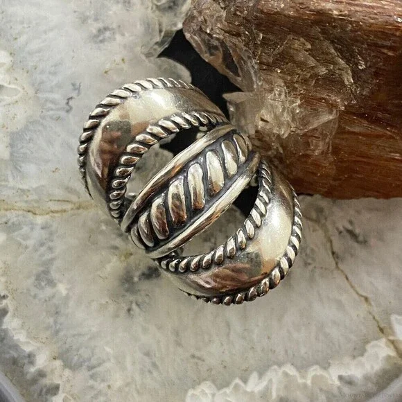 Carolyn Pollack Vintage Sterling Silver Decorated Ropes & Bands Ring For Women