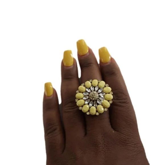 Sun‎ Flower Diamonds HoneyYellow  Fashion Ring