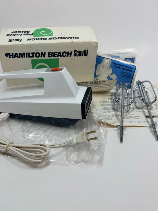 Vintage Hamilton Beach Scovill Hand mixer new in box white