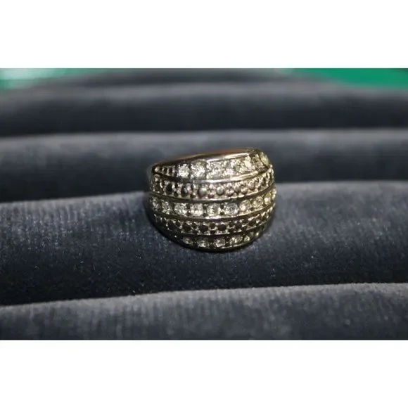 Clear‎ Rhinestone Silver Band Fashion Costume Ring Size 5