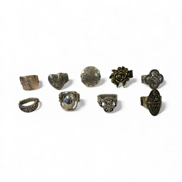 Paparazzi Silver and Gold Tone Rings Set lot of 9