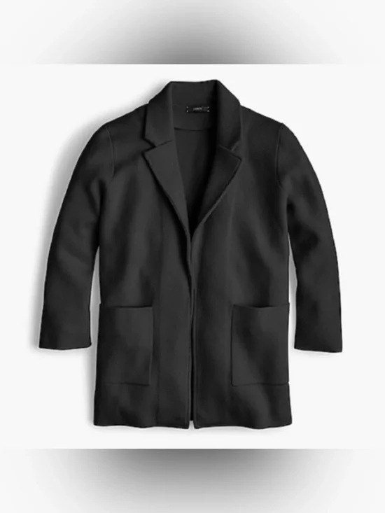 J. Crew Sophie Open Front Sweater Blazer Cardigan Thick Knit Collared Black