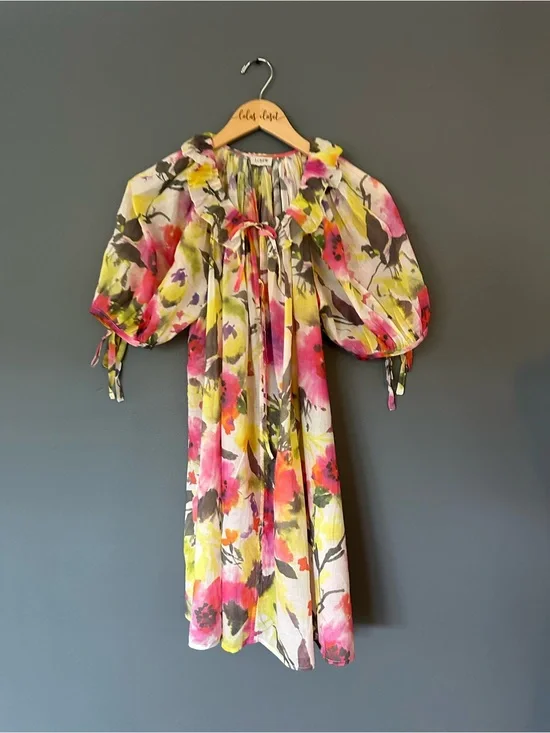 Jcrew  Floral Puff-Sleeve Midi Cover Up Dress. Perfect Condition Small