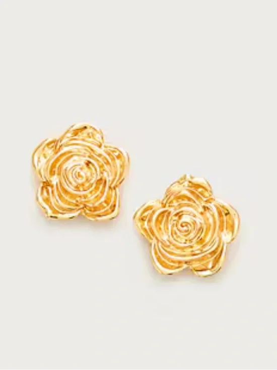 NWT J. Crew Gold Rose Swirl Stud Earrings