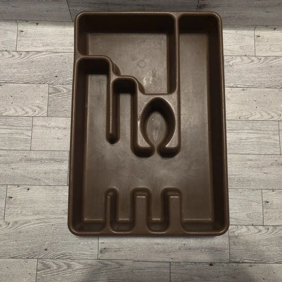 Vintage Rubbermaid Silverware‎ Drawer Organizer Tray #2921 USA Brown Plastic