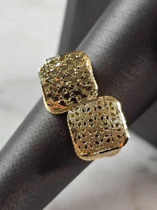 Womens 10K Yellow Gold Modernist Filigree Ring 2.9g E7945