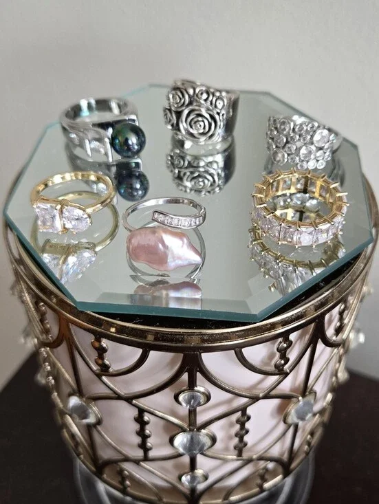 Mixed Fashion Ring Set — Pink Pearl, Gold & Silver Tones And Sterling silver