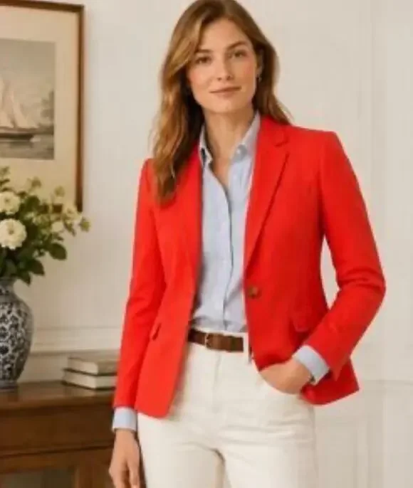 J. Crew Blazer Schoolboy Bright Orange Wool Preppy Academia Classic Career 12